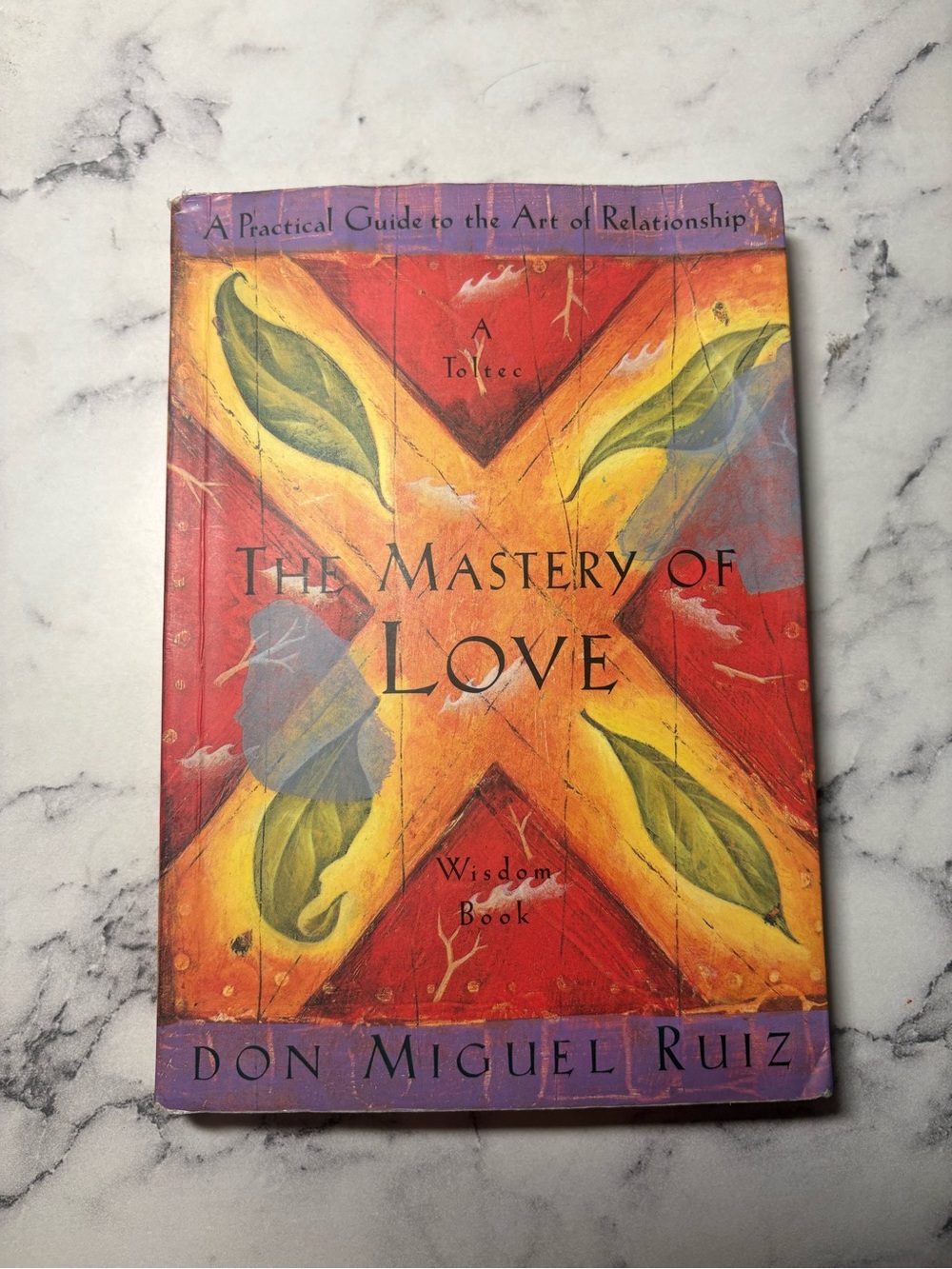 'The Mastery of Love' Decorative Book Art - Red, Yellow, Green
